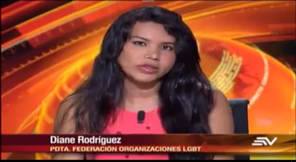 Diane Rodriguez, presidenta nacional de la federación ecuatoriana de organizaciones LGBT